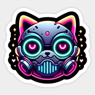 neon cyberpunk cat graphic Sticker